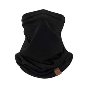 acushla 100% merino wool neck gaiter face mask scarf multifunctional for men & women, lightweight black