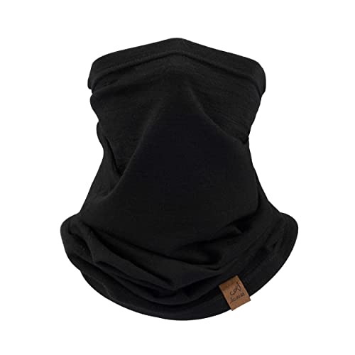 ACUSHLA 100% Merino Wool Neck Gaiter Face Mask Scarf Multifunctional for Men & Women, Lightweight Black