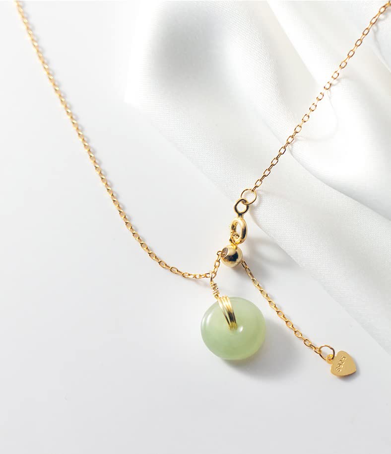 LIKEYO Jade Necklace - Jade Necklaces for Women, Natural Hetian Jade Pendants for Women, Green jade necklace, 925 Sterling Silver Gold Jade Jewelry for Women