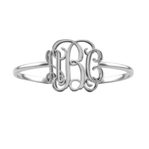 Suxerlry Personalized 925 Sterling Silver Initial Monogram Stackable Rings Custom Jewelry (Silver-b)