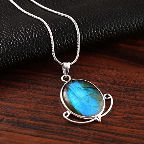 natural blue deep fire labradorite 925 sterling silver wedding amazing pendant jewelry