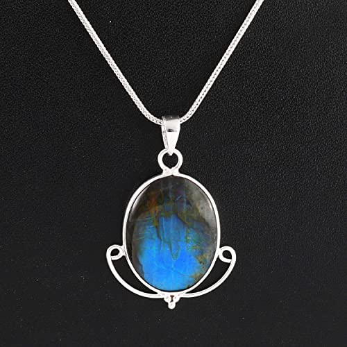 natural blue deep fire labradorite 925 sterling silver wedding amazing pendant jewelry