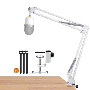 For Razer Seiren Mini Mic White Boom Arm, Mic Desk White Stand Compatible with razer seiren mini, Microphone White Boom Arm for Gaming, Home and Office Recording