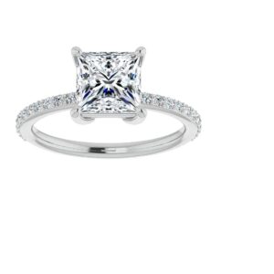 10K Solid White Gold Handmade Engagement Rings 2.0 CT Princess Cut Moissanite Diamond Solitaire Wedding/Bridal Ring Set for Women/Her Propose Ring (8)