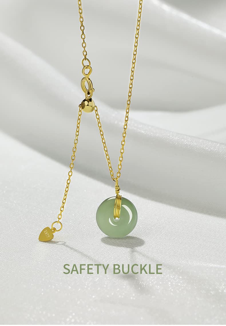 LIKEYO Jade Necklace - Jade Necklaces for Women, Natural Hetian Jade Pendants for Women, Green jade necklace, 925 Sterling Silver Gold Jade Jewelry for Women