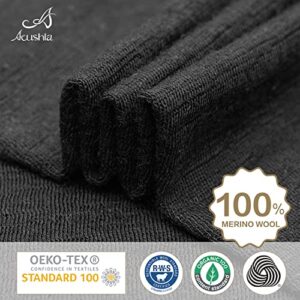 ACUSHLA 100% Merino Wool Neck Gaiter Face Mask Scarf Multifunctional for Men & Women, Lightweight Black