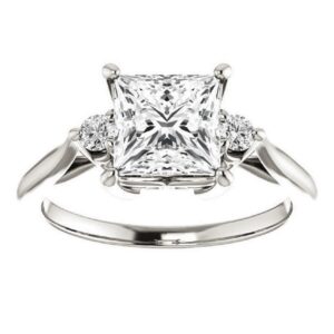 10K Solid White Gold Handmade Engagement Rings 1.0 CT Princess Cut Moissanite Diamond Solitaire Wedding/Bridal Ring Set for Women/Her Propose Ring (6)