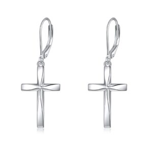 origami cross earrings sterling silver cross dangle drop earring cross jewelry gifts for women