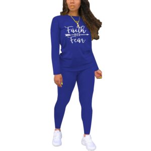 nimsruc two piece outfits for women sweatsuits sets casual jogging suit fashion tracksuit matching athletic clothing blue xl