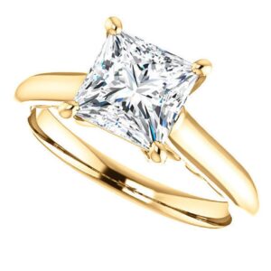 10k solid yellow gold handmade engagement rings 1.0 ct princess cut moissanite diamond solitaire wedding/bridal ring set for women/her propose ring (7.5)