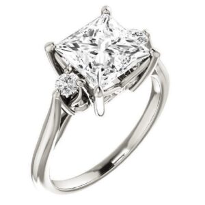 10K Solid White Gold Handmade Engagement Rings 1.0 CT Princess Cut Moissanite Diamond Solitaire Wedding/Bridal Ring Set for Women/Her Propose Ring (6)