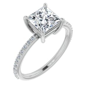 10K Solid White Gold Handmade Engagement Rings 2.0 CT Princess Cut Moissanite Diamond Solitaire Wedding/Bridal Ring Set for Women/Her Propose Ring (9)