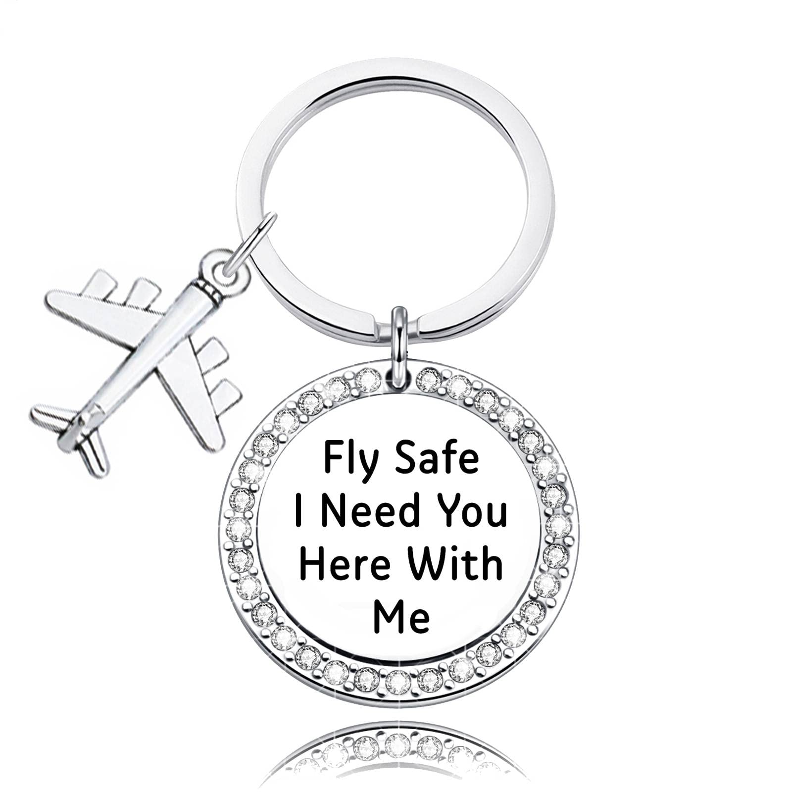 WFSJRED Fly Safe Keychain Pilot Gifts Long Distance Gift Fly Safe I Need You Here With Me Keychain Flight Staff Airline Worker Gift (Fly Safe KS)