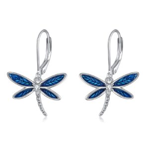 dragonfly earrings sterling silver dragonfly dangle drop earrings dragonfly jewelry birthday gifts for women