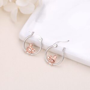 Pig Hoop Earrings for Women 925 Sterling Silver Cute Animal Huggie Hoop Earrings Jewelry Earrings for Sensitive Ears(4.Pig Earrings)