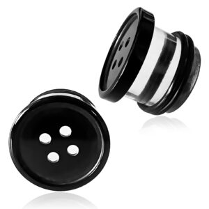 AntDear 2Pcs Acrylic Plug Earrings Black Ear Gauges for Women Men, Single Flared Saddle Stretching Gauge Tunnels Expanders, Acrylic, acrylic