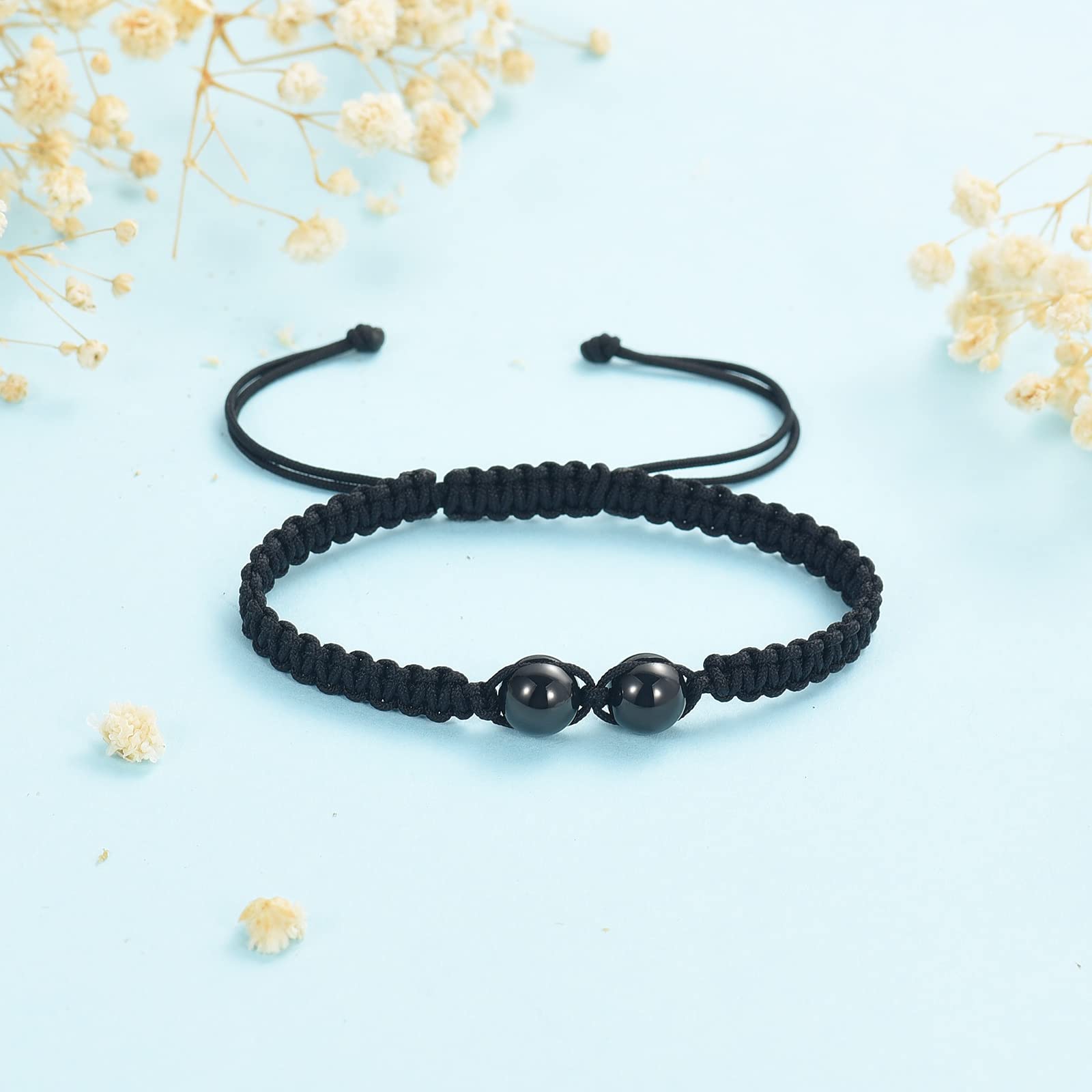 mingkejw Cremation Jewelry Heart Ball Urn Bracelet for Ashes Women Men Adjustable Braided Bracelets Link Cremation Memorial Bracelet,Dad