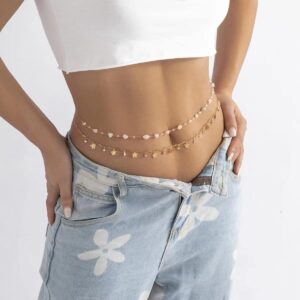 Butterfly Waist Chain with Crystals Gold Sexy belly chains Rhinestone Adjustable beach bikini Body Chain for Women Girls Stomach Jewelry Chain Summer , Rave Jewelry Gift