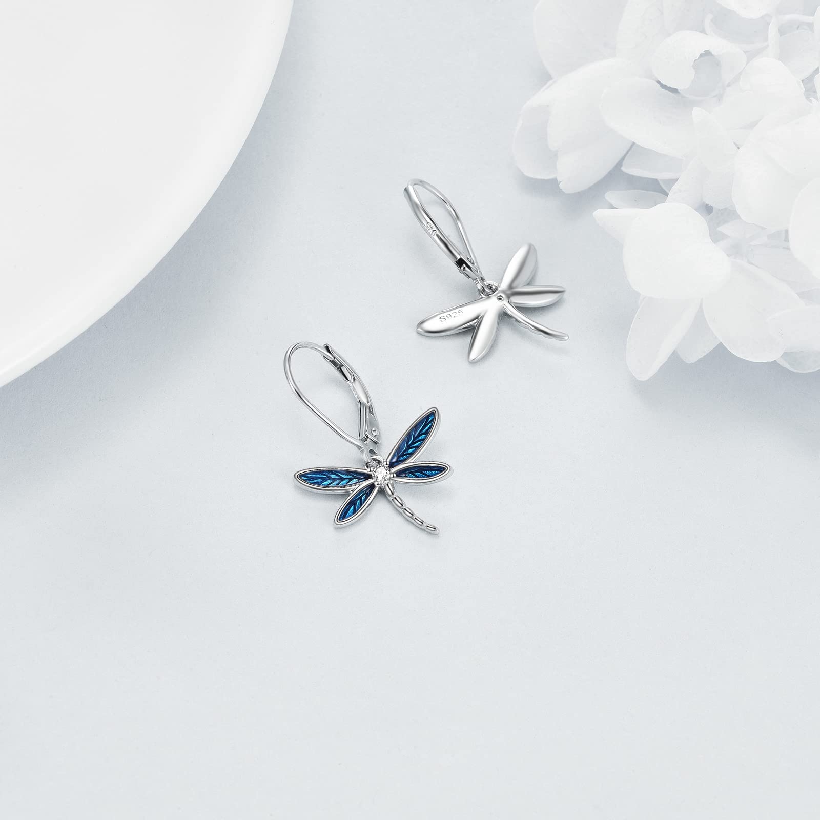 Dragonfly Earrings Sterling Silver Dragonfly Dangle Drop Earrings Dragonfly Jewelry Birthday Gifts for Women