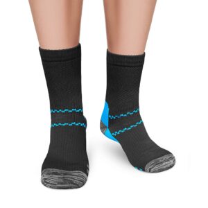 CHARMKING 6 Pairs Crew Compression Socks for Women & Men Circulation 15-20 mmHg is Best for All Day Wear Running Nurse (S/M, Black Multicolor)