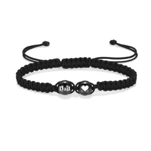 mingkejw Cremation Jewelry Heart Ball Urn Bracelet for Ashes Women Men Adjustable Braided Bracelets Link Cremation Memorial Bracelet,Dad