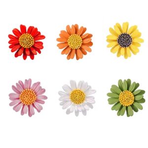 golden strawberry 6 pcs enamel daisy flower lapel pin brooch pin set for women clothes collar dress scarf bag daily decoration (6 colors)