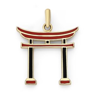 Pome Japanese Torii Gate Pendant Necklace in Solid 14k Gold, Made in America (Pendant Only, Yellow Gold)