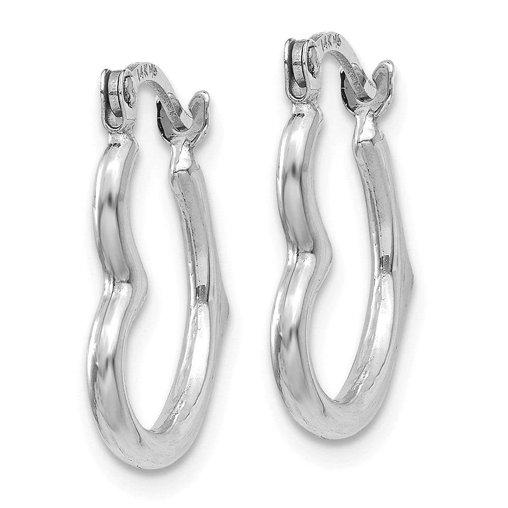 Auriga Fine Jewelry 14K White Gold Heart Shaped Hollow Hoop Earrings for Women