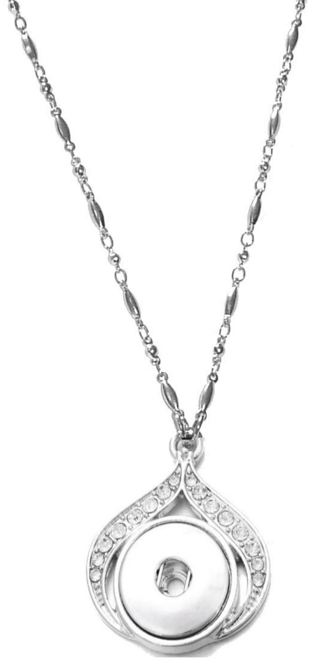 Hidden Hollow Beads Snap Interchangeable Women's Fashion Jewelry Necklace, 18" or 24" long, Fancy STRONG Stainless Steel Chain. Comes in a gift box. (24 Inch Chain, Swirls)