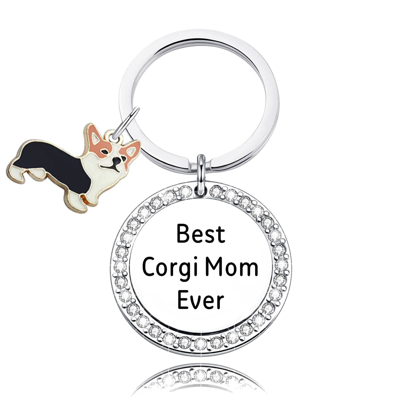 WKXZMTR Corgi Charm Keychain Dog Owners Jewelry Pet Lovers Gifts Dog Lovers Keychain Corgi Gift Best Corgi Mom Ever Gift (Corgi KS)