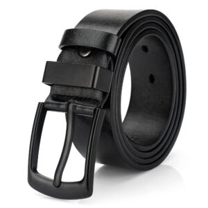 maikun Mens Casual Dress Belt, Mens Leather Belt, PU Leather Belt Men, Black Waist Belt, for waist size 33-36''