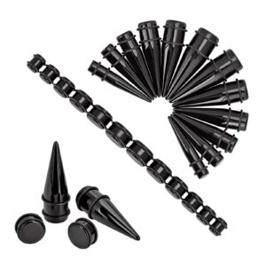 longbeauty 24pcs big gauges kit ear stretching kit 00g-20mm acrylic tapers plugs body piercing set