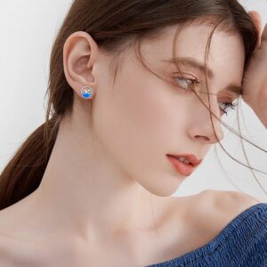 YAFEINI Opal Earrings Sterling Silver Swimming Stud Earrings Swim Jewelry for Women Swimmers