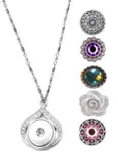 hidden hollow beads snap interchangeable women's fashion jewelry necklace, 18" or 24" long, fancy strong stainless steel chain. comes in a gift box. (24 inch chain, swirls)