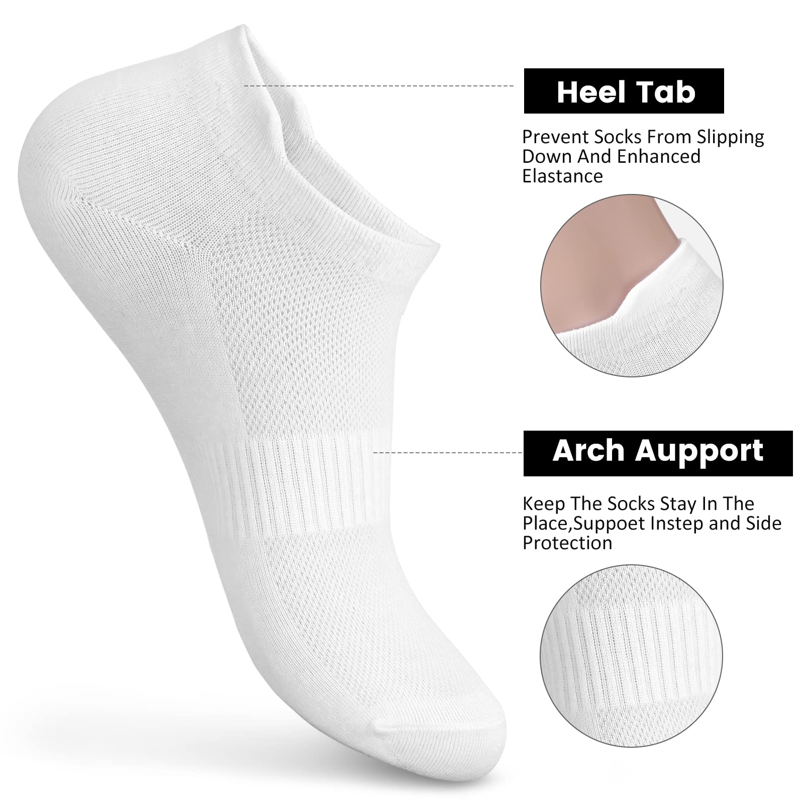 Women's Ankle Cotton Socks - Low Cut Athletic Sports Running Breathable Thin No Show Socks With Tab 6 Pairs