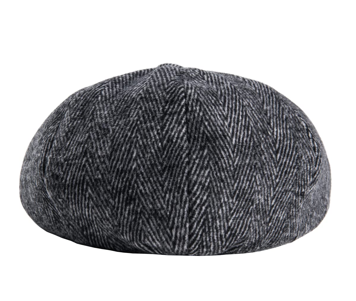 Hccfit 2 Pack Newsboy Cap Peaky Herringbone Baker Boy Flat Caps for Men Women (Black and Gery)