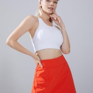 1a1a Tennis Skirts for Women with Shorts Pockets High Waisted Tummy Control Golf Skorts Skirt Athletic Workout Sports Gym Exercise Short Skirt Skort Orange Small