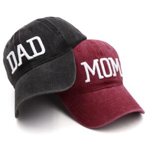 hiwelove mom and dad hats fathers day mom dad gifts hat embroidered adjustable distressed baseball caps gift for couples parents