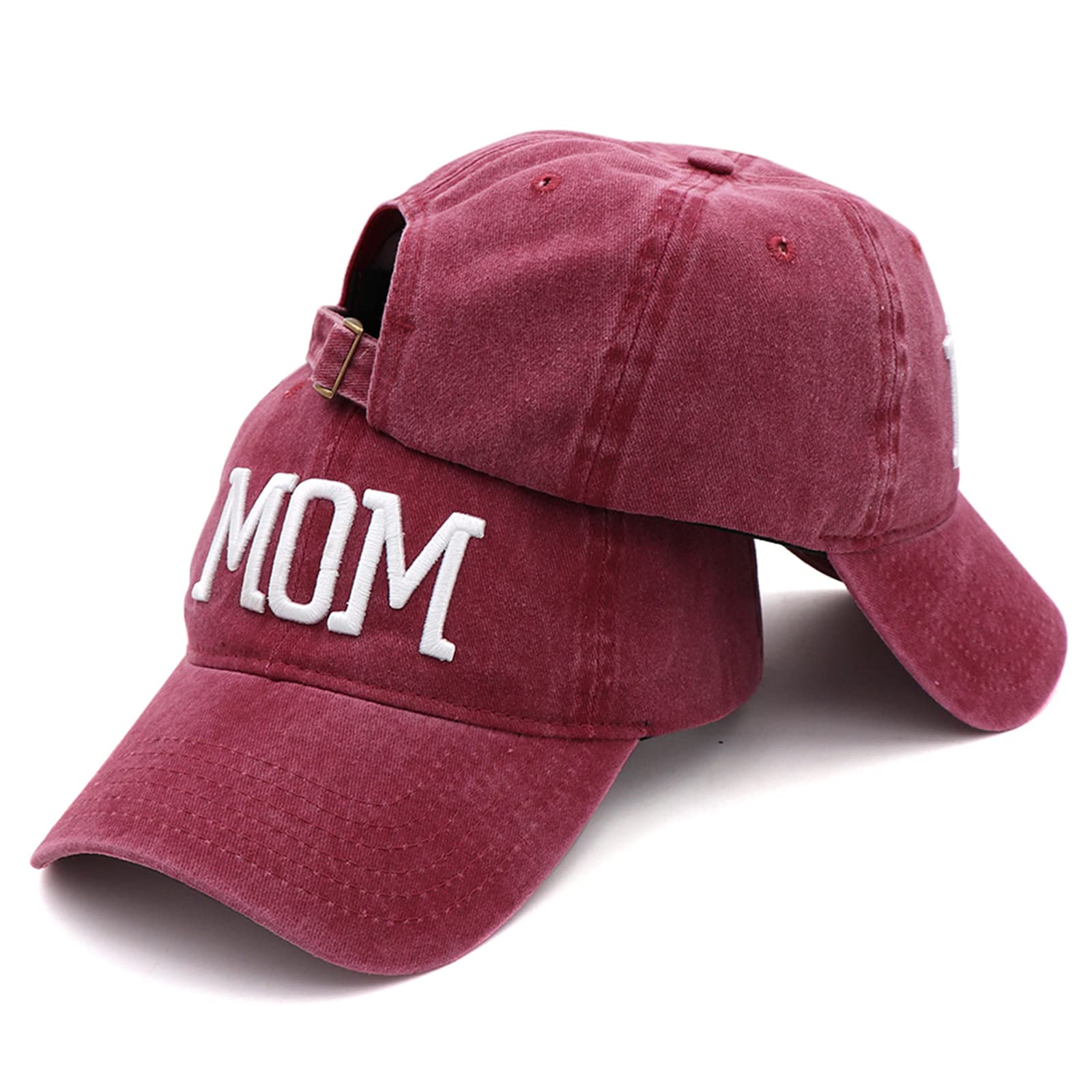 Hiwelove Mom and Dad Hats Fathers Day Mom Dad Gifts Hat Embroidered Adjustable Distressed Baseball Caps Gift for Couples Parents