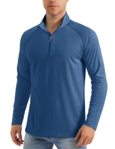 magcomsen men's quick dry long sleeve tee - blue grey, sun protective, hiking, fishing, summer shirt