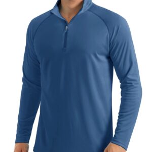 MAGCOMSEN Men's Quick Dry Long Sleeve Tee - Blue Grey, Sun Protective, Hiking, Fishing, Summer Shirt