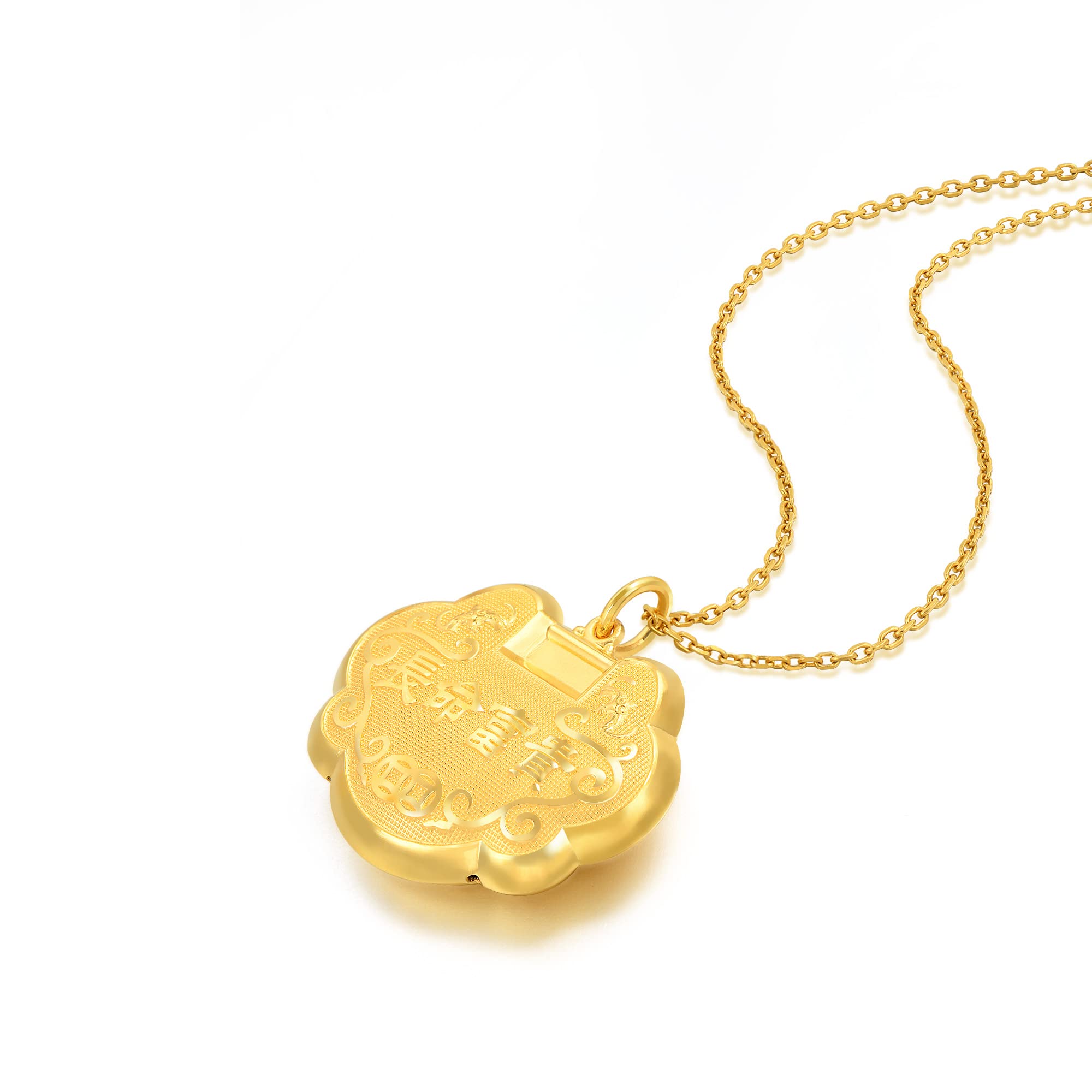 CHOW SANG SANG 999.9 24K Solid Gold Price-by-Weight 10.92g Gold Longevity Pendant for Women 79695P | [Not Include the Necklace]