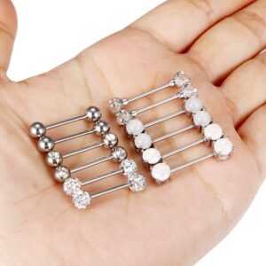 Vsnnsns 16G Nipple Rings for Women Stainless Steel Dragon Claw Nipple Rings Nipple Piercing Jewelry CZ Nipple Rings Surgical Steel Nipple Jewelry Barbell Body Piercing Jewelry Silver 6 Pairs