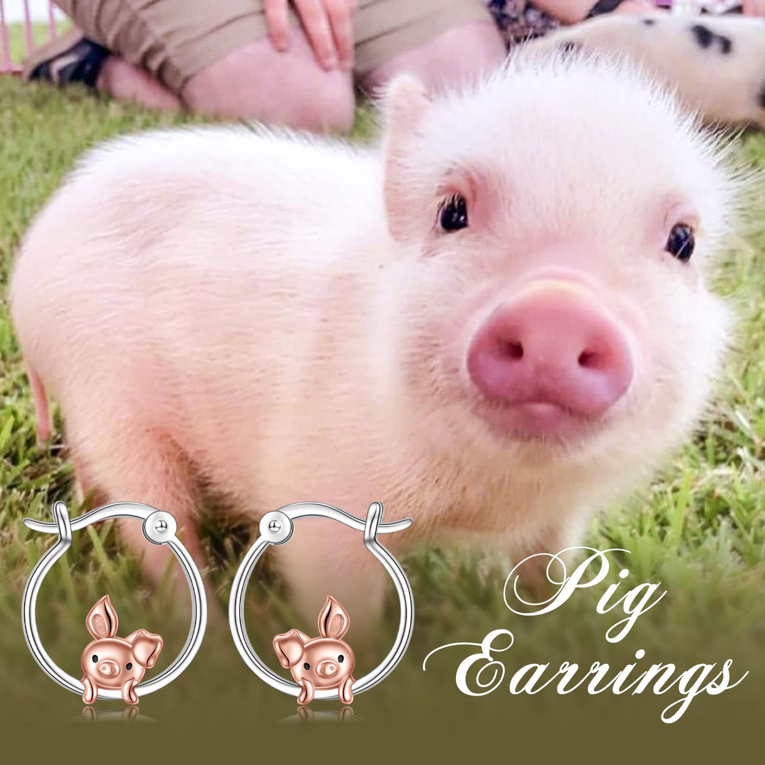 Pig Hoop Earrings for Women 925 Sterling Silver Cute Animal Huggie Hoop Earrings Jewelry Earrings for Sensitive Ears(4.Pig Earrings)