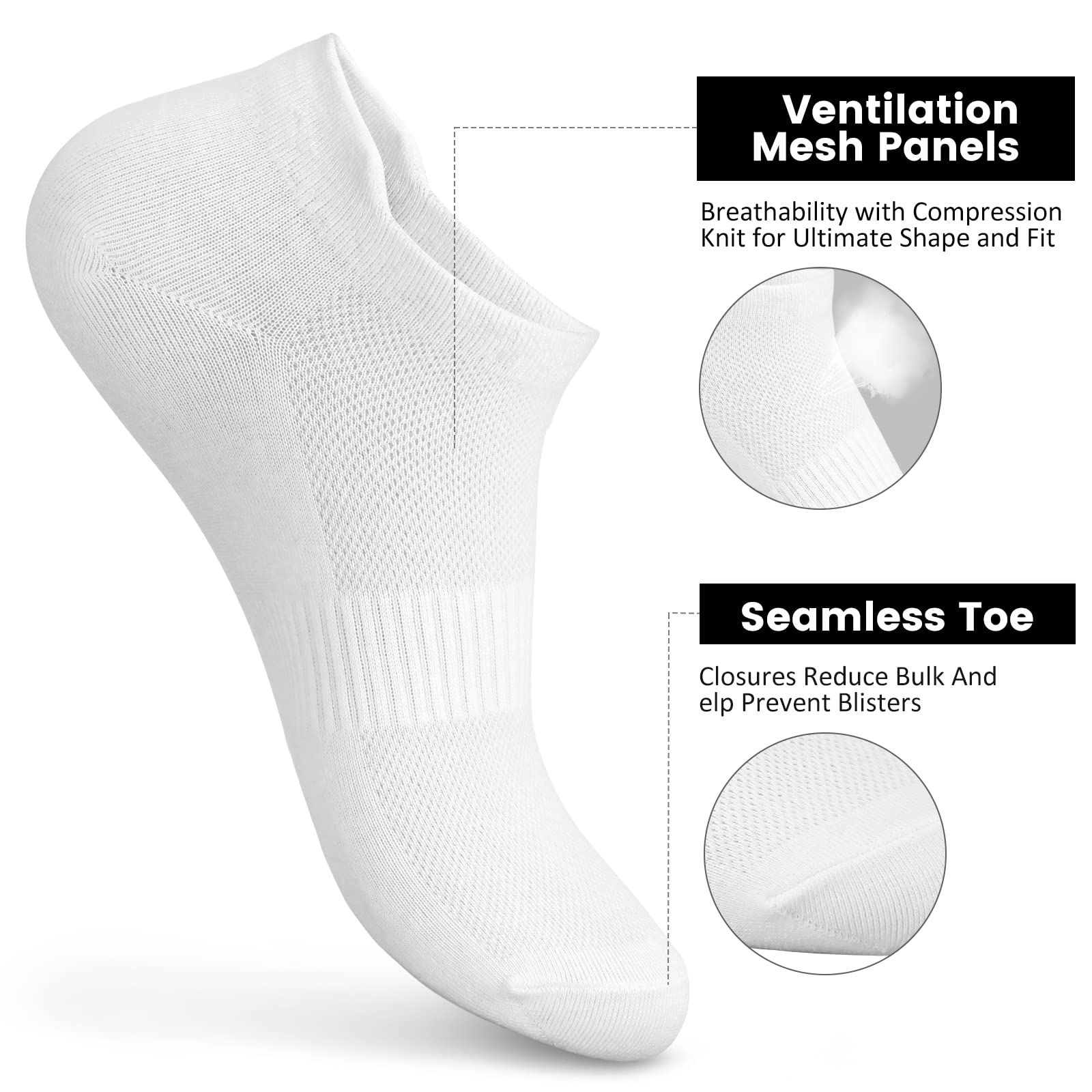 Women's Ankle Cotton Socks - Low Cut Athletic Sports Running Breathable Thin No Show Socks With Tab 6 Pairs