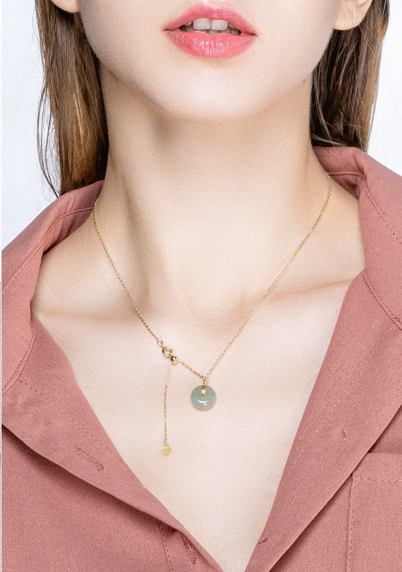 LIKEYO Jade Necklace - Jade Necklaces for Women, Natural Hetian Jade Pendants for Women, Green jade necklace, 925 Sterling Silver Gold Jade Jewelry for Women