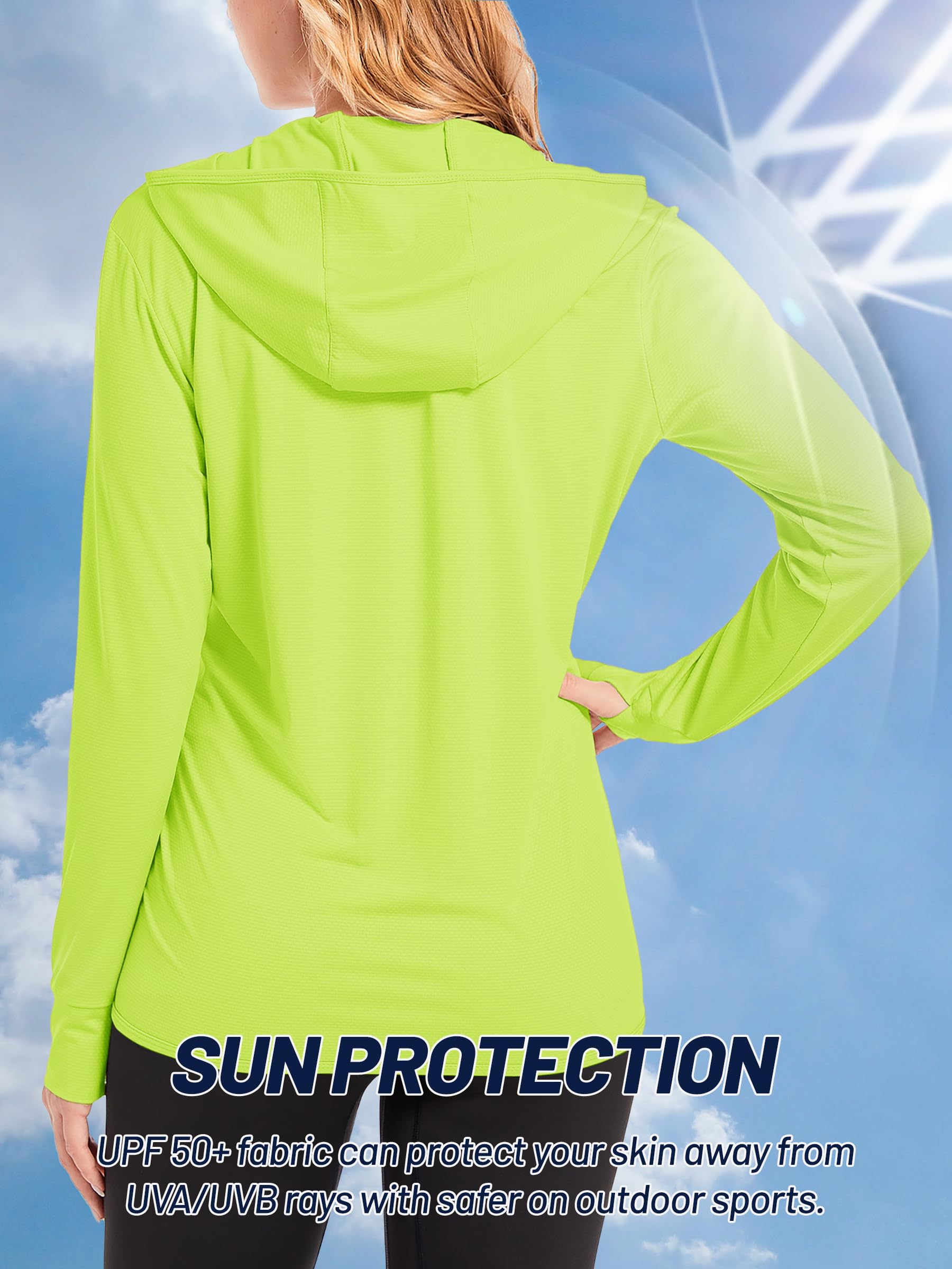 TACVASEN SPF Jackets for Women with Pockets Sun Protection Traveling Rash Guard Hoodie Shirts, F-Green, L