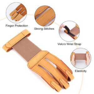 GORGECRAFT 3 Finger Archery Glove Cow Leather Protective Gloves Archery Shooting Glove Finger Tab Accessories for Men Women Shooting Hunting Targeting Recurve Compound Bow Guard(Goldenrod)