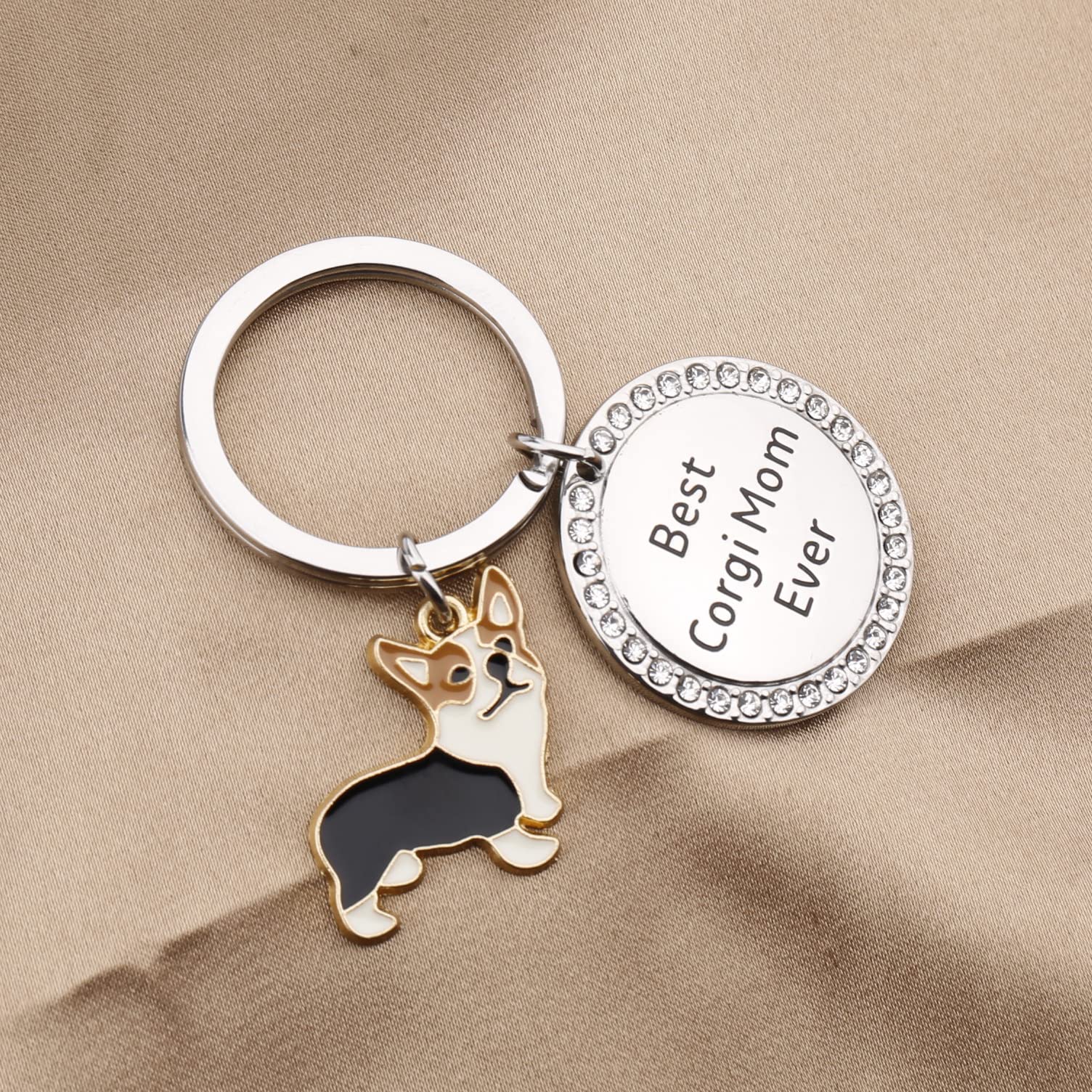 WKXZMTR Corgi Charm Keychain Dog Owners Jewelry Pet Lovers Gifts Dog Lovers Keychain Corgi Gift Best Corgi Mom Ever Gift (Corgi KS)