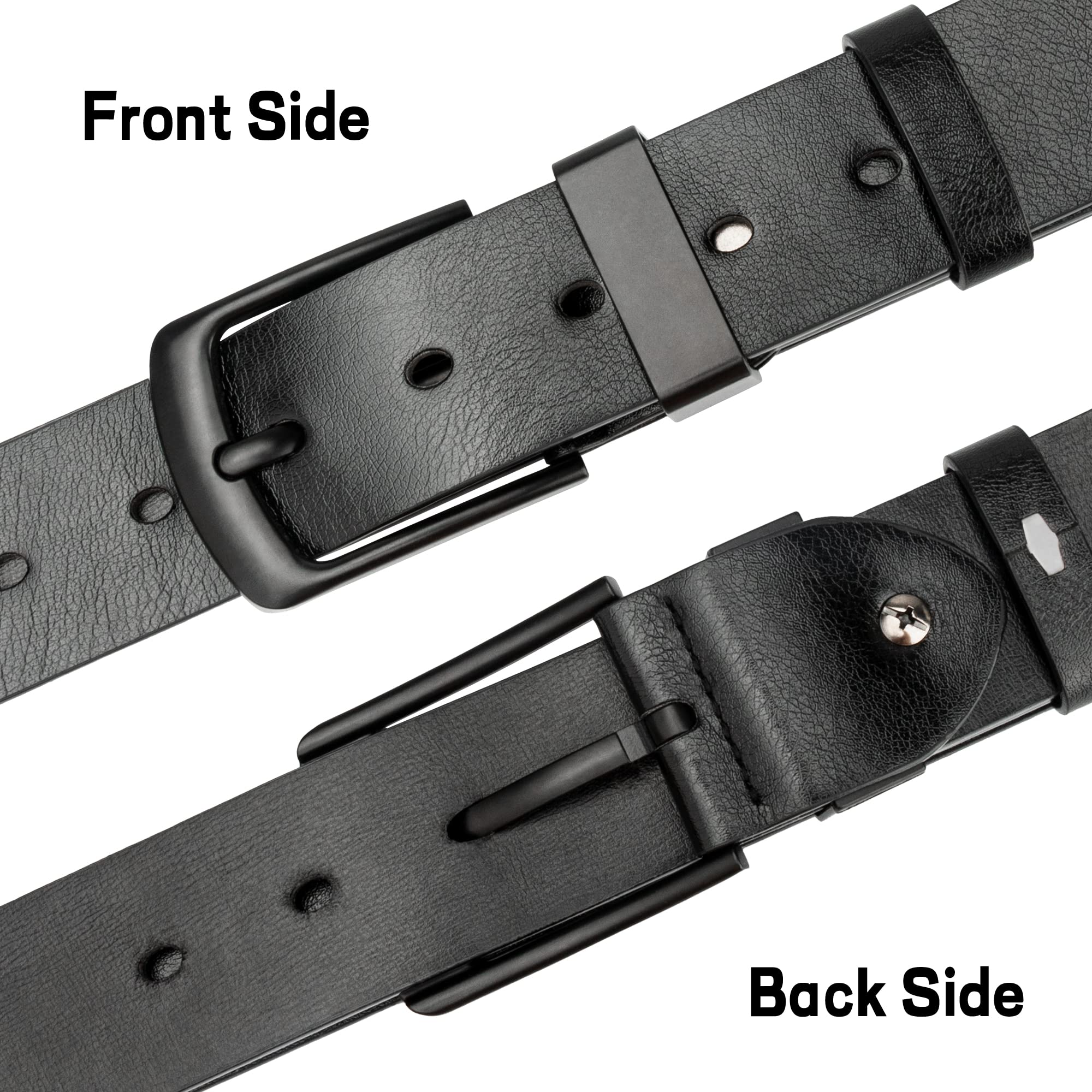 maikun Mens Casual Dress Belt, Mens Leather Belt, PU Leather Belt Men, Black Waist Belt, for waist size 33-36''